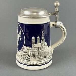 Gerz Beer Stein Stoneware made in West Germany Cobalt Blue
